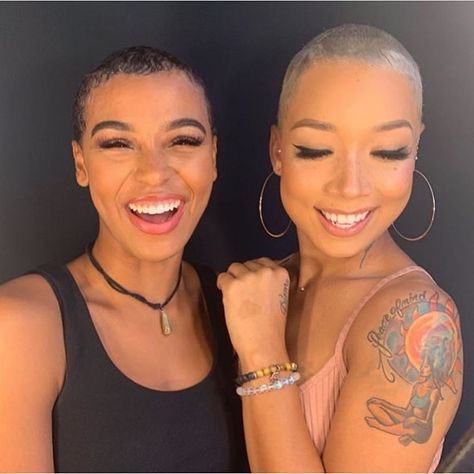 Black Women Pixie Haircut Shaved Sides, Black Women Buzzcut Short Hair, Short Black Haircuts For Women, Women With Fade Haircut, Short Fades For Black Women, Buzzcut Women Black, Fade Black Woman, Black Women Shaved Hairstyles, Bald Women Black