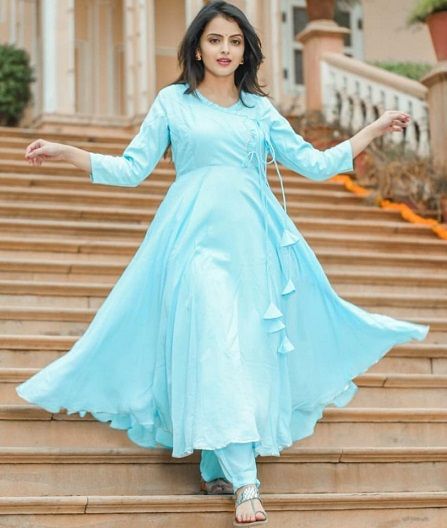 Long Umbrella Churidar Blue Colour Suit, Pretty Dresses For Women, Shrenu Parikh, Blue Colour Dress, Churidar Designs, Palazzo Suit, Dresses Classy, Designer Kurtis, Kurti Designs Party Wear