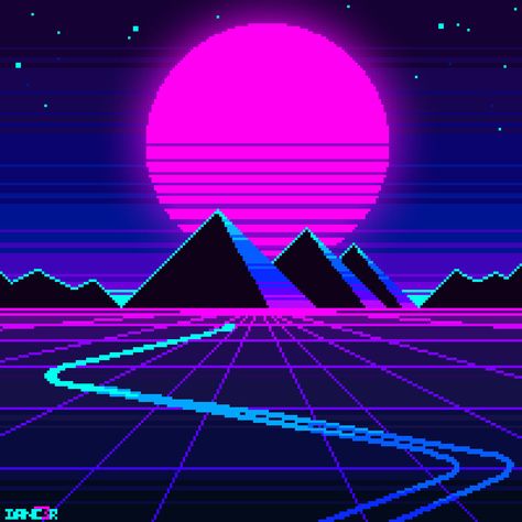 ArtStation - Outrun, David "Danc3r" Moyano Synthwave Art, Pixel Art Tutorial, Arte 8 Bits, Cyberpunk City, Vaporwave Aesthetic, Retro Sunset, Neon Wallpaper, Sunset Canvas, Retro Waves