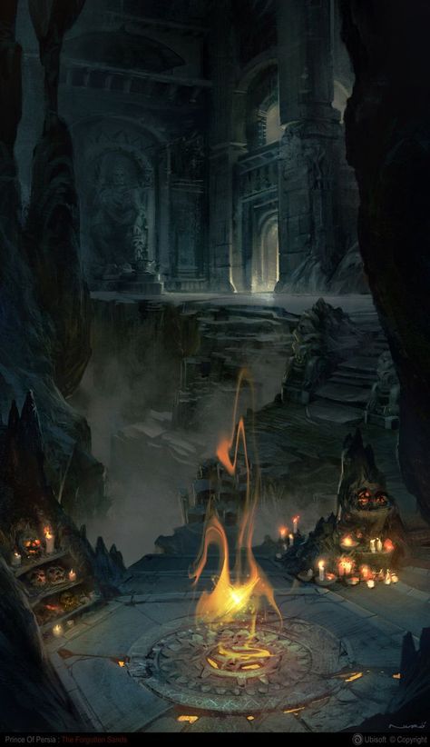 Fantasy art - Catacombs, Herve Groussin aka Nuro on ArtStation at https://www.artstation.com/artwork/93YL Dark Ritual Fantasy Art, Mroczny Elf, Bg Design, The Catacombs, Prince Of Persia, Fantasy City, Fantasy Setting, Fantasy Places, Fantasy Art Landscapes