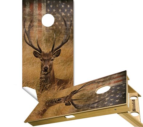 PRICES MAY VARY. ⭐Premium Cornhole Vinyl Wraps Our cornhole wraps are printed with an HP-INKJET Roland Printer to provide the highest quality of details this wrap will turn any plain board into an art piece!     ⭐Easily Apply - 1.) Clean & wipe cornhole board. 2.) Peel the decal wrap. 3.)Start with laying the vinyl sticker at the edge of the board while slowly using a flat surface to smooth out the decal     ⭐PROUDLY HANDMADE IN USA!- Our professional staff provide you with the highest quality p Deer Corn, American Flag Cornhole Boards, Outdoor Table Tennis Table, Regulation Cornhole Boards, Cornhole Board Decals, Cornhole Designs, Corn Hole Boards, Win Free Stuff, Beer Holders