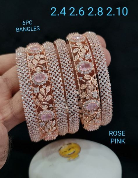 Diamond Jwellary Set Bridal, Engagement Bangles Indian, American Diamond Bangles, Bangles Setting Ideas, Bangle Set For Bride, Lehenga Bangles, Engagement Bangles, Diamond Bracelets Wedding, Cz Bangles