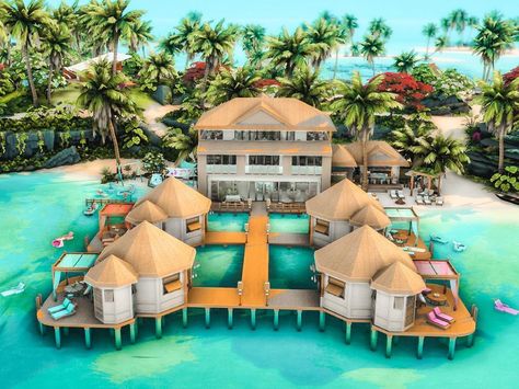 Ioanna Simss💚 Sims 4 Builder on Instagram: “Vaiana “Colorful Family Resort” in Sulani | It’s such a pleasure to present to you this vacation resort that I did in collaboration with…” Bloxburg Beach Hotel Ideas, Bloxburg Hawaii House, Summer Resort Bloxburg, Sims 4 Asthetic Houses, Bloxburg Vacation House Ideas, Bloxburg Beach Resort Ideas, Beach Resort Bloxburg, Bloxburg Waterpark Ideas, Bloxburg Tropical Resort