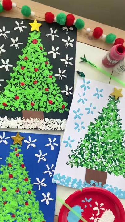 Christmas Art Projects, December Crafts, Preschool Christmas Crafts, Christmas Kindergarten, Christmas Arts And Crafts, Christmas School, Christmas Tree Crafts, Winter Crafts For Kids, Preschool Christmas