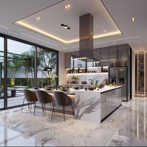 Modern Big Kitchen, Classical Kitchen Design, Casa Miami, Classical Kitchen, Casa Interior, Elegant Kitchen Design, Galaxy Images, Dream Kitchens Design, Modern Bedroom Interior