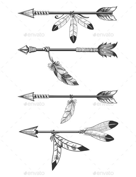 Arrows With Feathers And Beads Indian Arrow Tattoo, Feather Arrow Tattoo, Meaning Of Arrow Tattoo, Arrow Tattoos For Women, Indian Feather Tattoos, Arrow Tattoo Design, Native American Tattoos, Native Tattoos, Arrow Feather