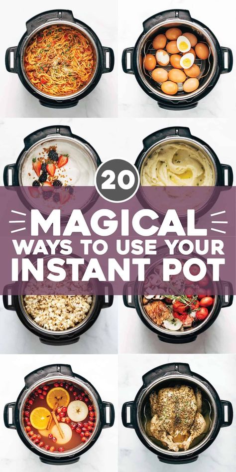 20 Magical Ways to Use Your Instant Pot! From soups, to yogurt, to snacks, to drinks: it does it all! One of our favorite all-purpose kitchen gadgets. #instantpot #cooking #holidays #mealprep Instant Pot Recipes Beginner, Instant Pot Appetizers Parties, 3 Ingredient Instant Pot Recipes, Easiest Instant Pot Recipes, How To Use Instant Pot, Instant Pot Recipes For A Crowd, Best Instant Pot Recipes Dinners, Instant Pot Recipes Healthy Family, Instant Pot Mini Recipes