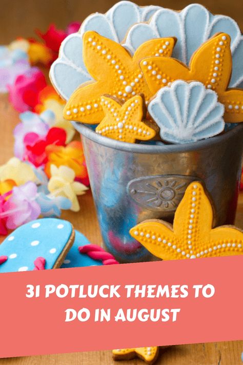 Embrace the last days of summer with our collection of '31 Potluck Themes for August'! From beach-inspired BBQs to sweet summer dessert swaps, these themes are perfect for livening up your backyard gatherings. Each day of the month brings a new, exciting theme to try with friends and family. Let's make the most of these long, warm evenings while they last! Check out the pin for creative inspiration and unforgettable potluck memories. #PotluckThemes #AugustGatherings #SummerEntertaining August Party Themes, Fun Potluck Themes, Potluck Themes For Work, End Of Summer Party Themes, Potluck Theme Ideas, Potluck Themes, National Waffle Day, Work Potluck, August Themes