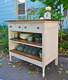 Dresser Turned, Dresser Kitchen Island, Chest Drawers, Small Chest Of Drawers, Diy Kitchen Island, Diy Furniture Renovation, Furniture Rehab, Antique Kitchen, Furniture Renovation