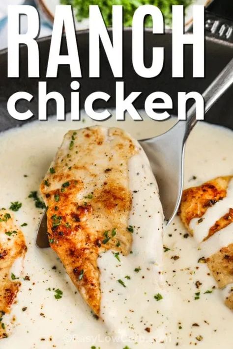 Ranch Style Chicken, Ranch Smothered Chicken, Creamy Ranch Chicken Skillet, Ranch Dressing Mix Chicken Recipes, Ranch Chicken Stove Top, Ranch Cream Sauce, Sour Cream Marinade For Chicken, Creamy Ranch Chicken Instant Pot, Sauce For Rotisserie Chicken