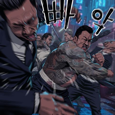 Seung Eun Kim, Yakuza Anime, Anime Gangster, 얼굴 드로잉, Graphic Novel Art, Combat Art, Dynamic Poses, Ex Machina, Dope Art