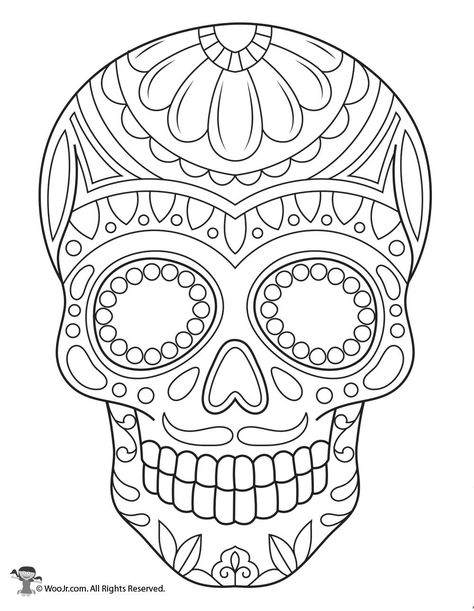 Sugar Skull Drawing, Skull Template, Skull Coloring, Skull Color, Skull Coloring Pages, Den Mrtvých, Skull Art Drawing, Candy Skulls, Free Adult Coloring Pages