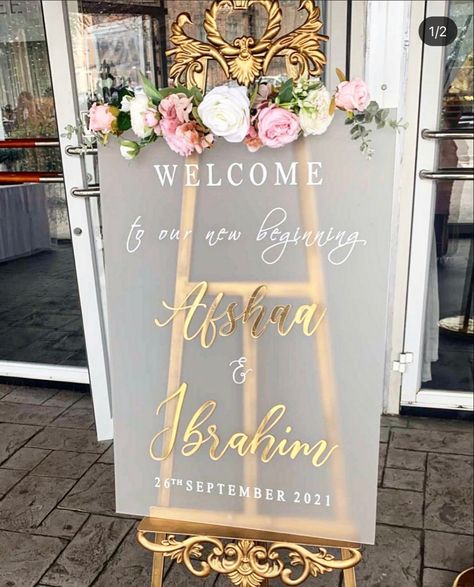 Wedding Welcome Reception, Decor Lamaran, Engagement Stage, Engagement Stage Decoration, Acrylic Wedding Signs, Wedding Photo Display, Wedding Sign Decor, Wedding Card Frames, Baby Shower Favors Girl