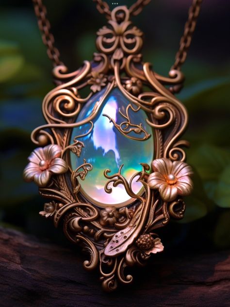 Magical Necklace Art, Fantasy Necklace Magic, Gold Pendant Fantasy Necklace, Amulet Necklace With Intricate Design, Magical Necklace Fantasy Art, Heightened Senses, Weather Control, Magic Amulet, Water And Fire