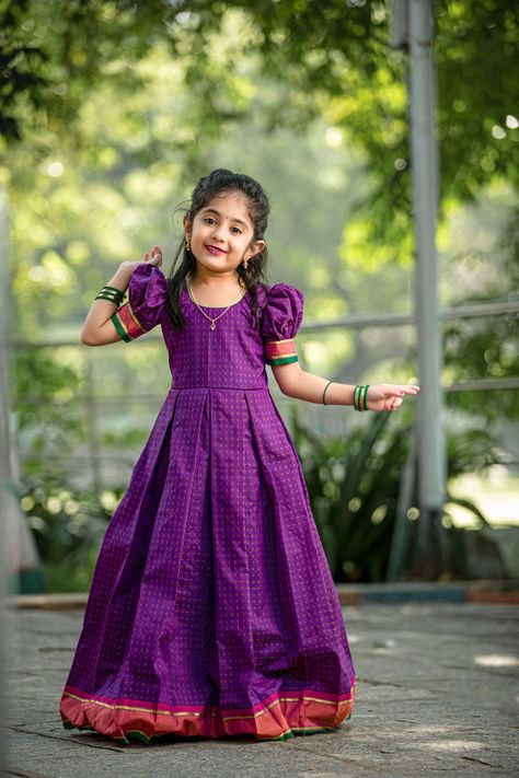 Half Saree For Kids Girl, Pattu Frocks For Kids, Pattupavada For Kids, Pavadai Sattai Designs, Traditional Baby Dresses, Long Frocks For Kids, Pattu Pavadai Designs, Pattu Pavada, Pattu Dress