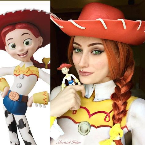 Jessie Toy Story Makeup Ideas, Jesse Toy Story Makeup, Jessie Makeup Toy Story, Jessie Toy Story Makeup, Toy Story Makeup, Gamer Makeup, Redhead Halloween, Jessie Cosplay, Toy Story Cosplay