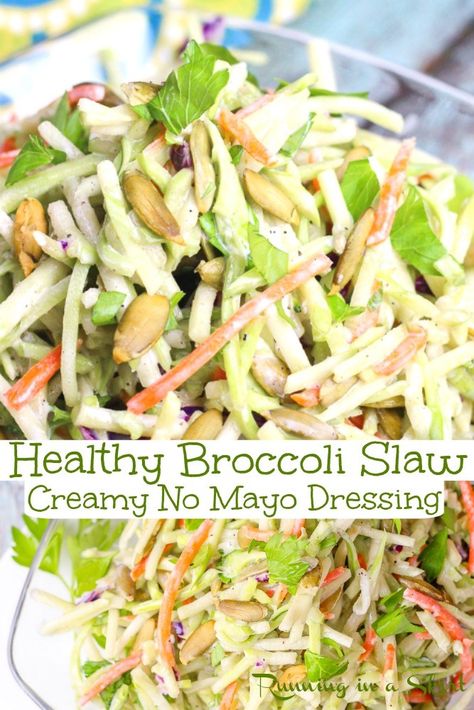 Broccoli Slaw Dressing Healthy, Healthy Broccoli Slaw Recipes, Recipes Using Broccoli, Broccoli Slaw Dressing, Healthy Broccoli Slaw, Broccoli Slaw Recipe, Broccoli Cole Slaw, Dinners Vegetarian, Broccoli Slaw Recipes