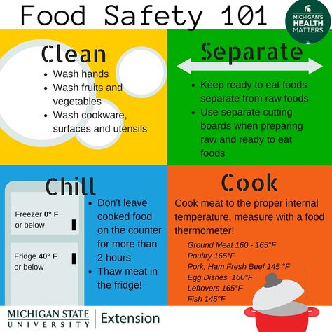 Food Safety 101! Cooking Safety Poster, Haccp Plan Food Safety, Kitchen Safety Tips, Haccp Plan Food Safety Template, Food Safety Infographic, Food Safety Posters, Food Safety Training, Culinary Lessons, Restaurant Kitchen Design