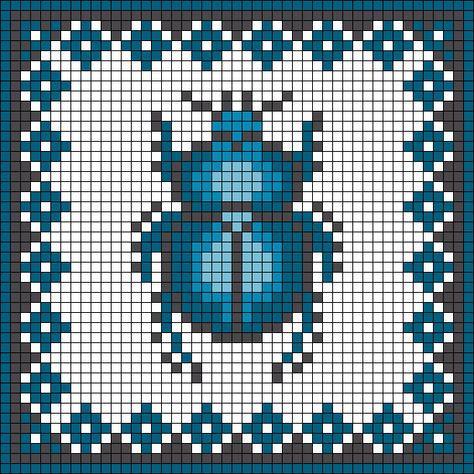 Alpha pattern #174185 | BraceletBook Cool Crochet Borders, Beetle Cross Stitch Pattern, Insect Cross Stitch Pattern, Pixel Art Beetle, Jiji Alpha Pattern, Beetle Embroidery Pattern, Alpha Patterns Stardew Valley, Luna Moth Pixel Art, Bug Cross Stitch Pattern