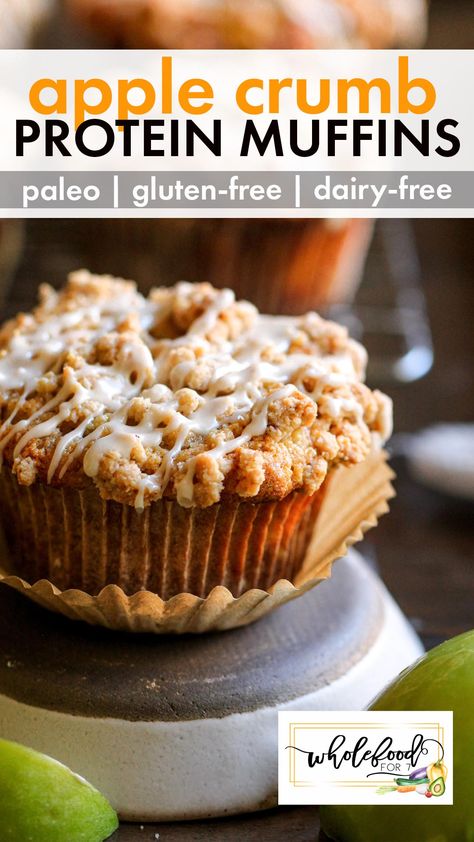 Paleo Apple Crumb Protein Muffins Whole Foods Meal Plan, Paleo Waffles, Paleo Apple, Blueberry Lemon Scones, Paleo Protein, Lemon Scones, Apple Crumb, Apple Muffins, Protein Muffins