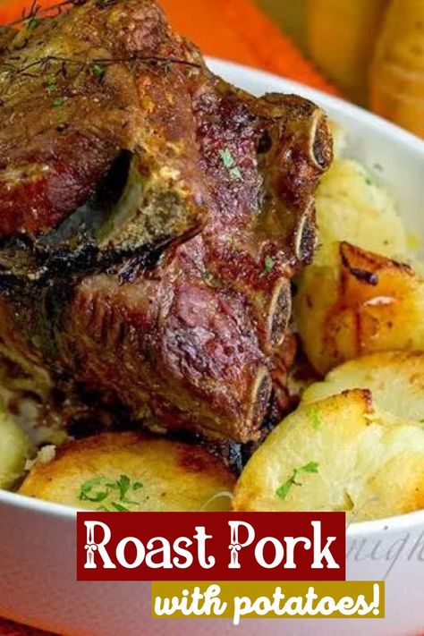 Juicy Roast Pork with Potatoes is a very easy family dinner recipe. Made with simple ingredients, this is a quick family dinner recipe. Pork With Potatoes, Easy Supper Recipes, Herbed Potatoes, Family Dinner Recipe, Air Fryer Recipes Appetizers, Easy Family Dinner, Herb Roasted Potatoes, Pork Roast Recipes, Confort Food