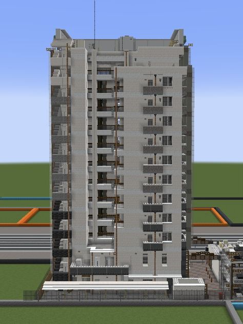 Minecraft Japanese Apartment, Minecraft Apartment Building, Minecraft Apartment, Minecraft Skyscraper, Minecraft Japanese, Japanese Town, Minecraft City, Minecraft Inspo, Minecraft Stuff