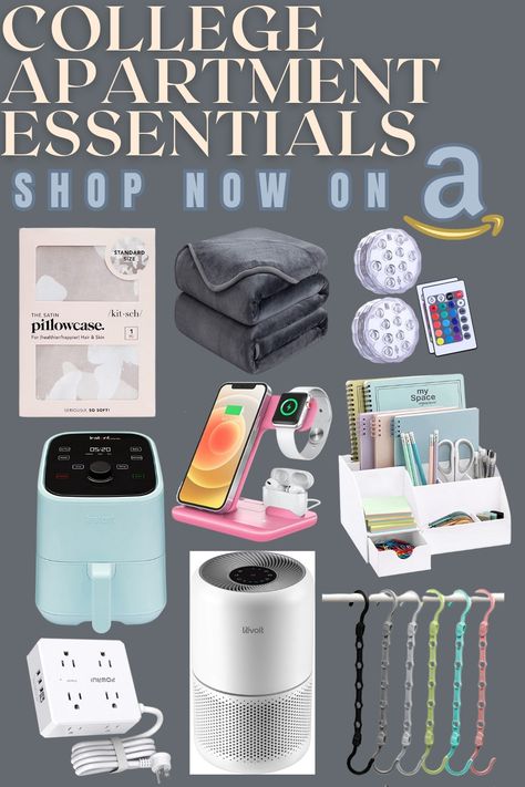 I have purchased all of these things and it made life in an apartment as student a million times easier! Find my list on storefront! college apartment essentials College Apartment Essentials, Apartment Needs, College Essentials, Apartment Essentials, Satin Pillowcase, College Apartment, Amazon Storefront, Happy Hair, College Dorm