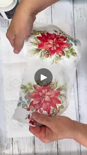 Save your glass jars for this quick and easy Crafty DIY let me know if you will make this ⬇️

#shabbychicchristmas #christmasdecorations #christmasdecor... | By Crafty DIYer | You're first going to want to
paint your jar. I'm using a mason jar but pickle jars, any
kind of thing like that will work for this project. We're going to decoupage a
napkin so you're going to remember to remove the plies.
It's really important. It won't work unless you remove them.
And then I'm just going to trim it down. And I'm using a wet
cut. So basically you take your paint brush and you dip it in
water and pull it apart. Now you're going to use your
decoupage medium and apply your napkin. You will get some
wrinkles with this. But I'm going to show you in a second
how you can reduce some of those wrinkles and Mod Podge With Napkins Mason Jars, Decoupage Mason Jars Diy, How To Decorate Glass Jars, Decoupage Jars With Napkins, Glass Vase Decorating Ideas, Christmas Napkin Decoupage, Jelly Jar Crafts, Diy Decoupage Christmas Ornaments, Glass Jar Decorating Ideas