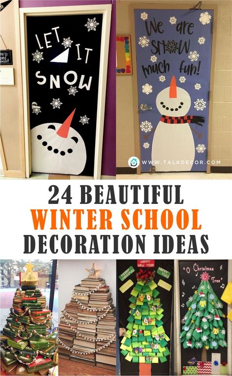 Decorate School Doors For Christmas, Christmas School Crafts Classroom, Christmas Decor For Preschool, Christmas Diy Classroom Decorations, Xmas School Decorations, Winter Decor Classroom, Christmas Themed School Doors, School Decorations For Christmas, Christmas Decor For Kindergarten