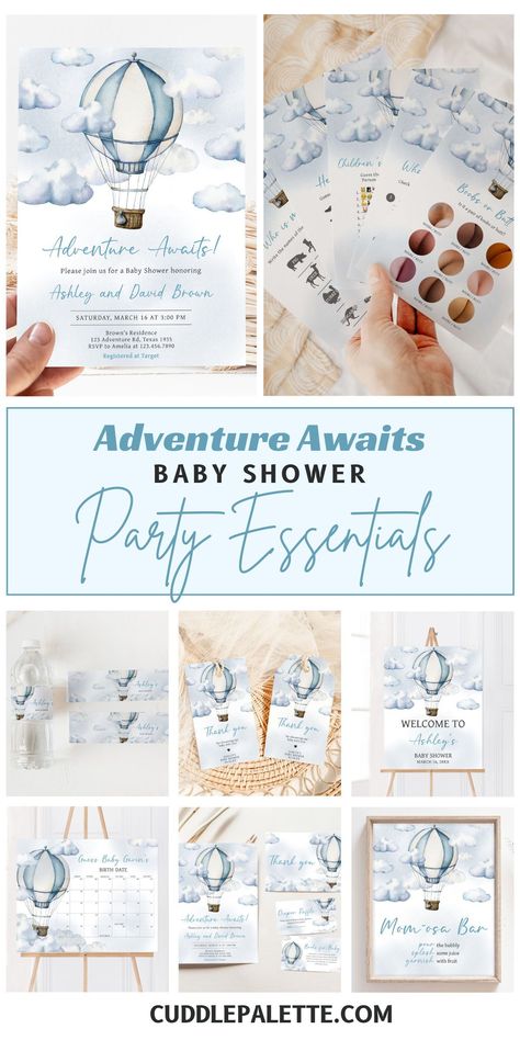 Indulge your guests in an adventure wonderland with our Adventure Awaits Baby Shower Party Essentials. Look through our curated collection of baby shower invitations, party decorations, and games designed for a magical celebration. Click through and start planning! Adventure Awaits Baby Shower Ideas Boy, Adventure Awaits Baby Shower Ideas, Baby Shower Ideas Boy, Ducky Baby Showers, Adventure Awaits Baby Shower, Baby Shower Ideas For Boys, Shower Favors Baby, Favors Baby Shower, Party Essentials