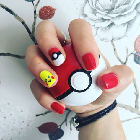 After looking on here for inspiration, these are my Pokemon nails. Inspired obviously by #pokemongo but tbh we've always loved it! #pikachu #pokemon #nailart #pokeball Pikachu Nails Nailart, Pikachu Nails, Pokemon Nails, Pokémon Party, Nails Inspired, Pokemon Party, My Pokemon, Nail Art Inspiration, Nails Nailart