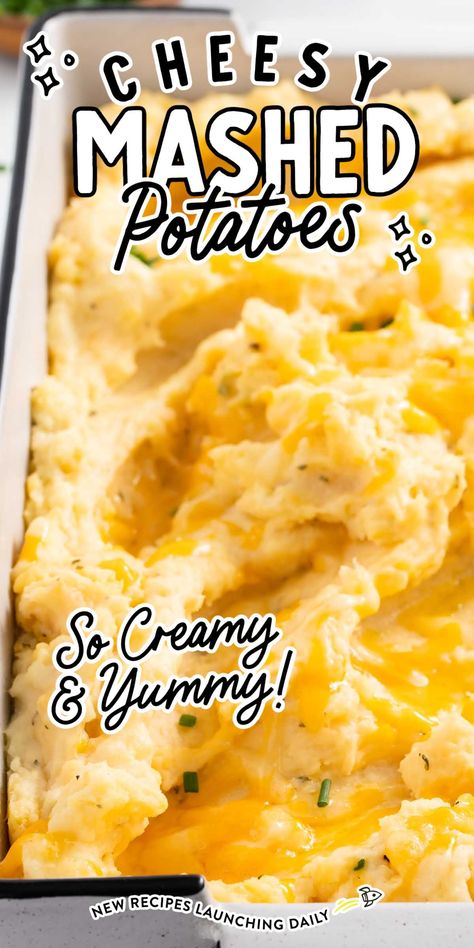 Our cheesy mashed potatoes are creamy and delicious, making the perfect side dish for any weeknight meal. Cheesy Mashed Potatoes Recipe, Cheesy Mashed Potato Casserole, Cheesy Potato Bake, Mac And Cheese Pasta, Mashed Potato Casserole, Potatoes Recipes, Cheesy Mashed Potatoes, Cheese Making, Cheesy Recipes