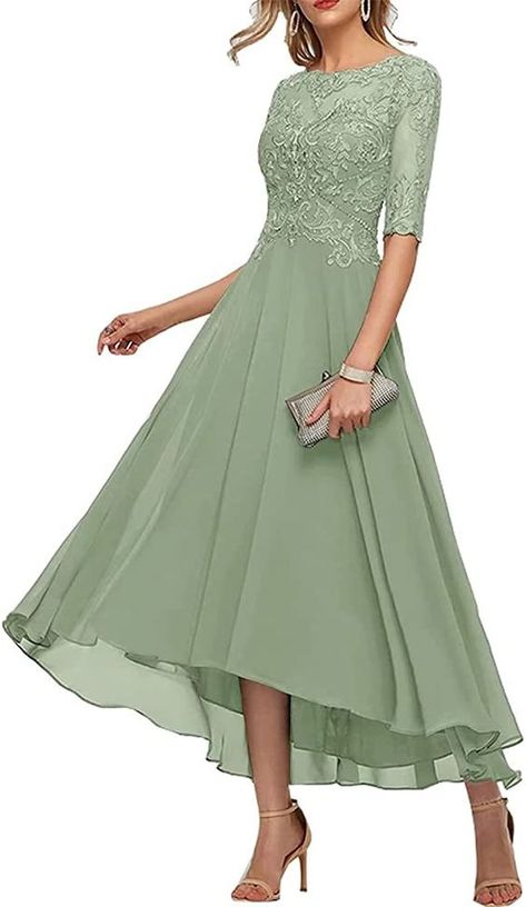 Mother Of The Bride Dress, Bride Dresses, Tea Length, Chiffon Lace, Mother Of The Bride Dresses, Bride Dress, Evening Gown, Mother Of The Bride, Appliques