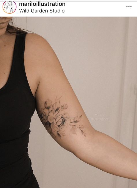 Bicep Floral Tattoo, Inner Arm Tattoos For Women Bicep, Inner Bicep Tattoos For Women, Inner Bicep Tattoo Women, Bicep Tattoo Women, Inner Arm Tattoos, Inner Bicep Tattoo, Rib Tattoos For Women, Bicep Tattoo