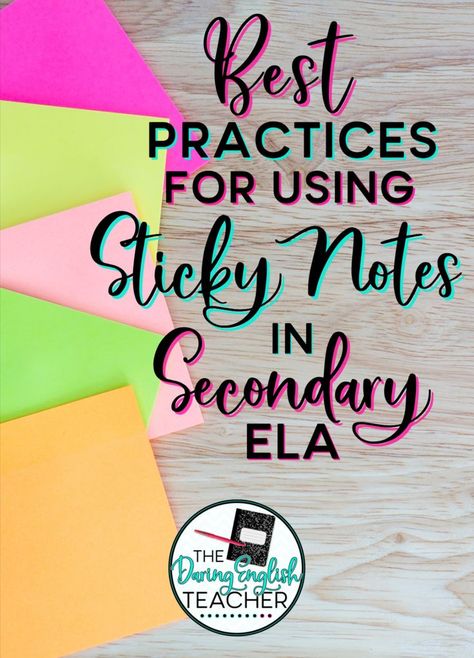 Sticky note activities are fun and engaging for your students! You probably won’t get very far in teaching without hearing about a plethora of sticky note activities. It might even seem overwhelming because you can use sticky notes for just about anything. What are the best practices for using sticky notes, especially when you’re teaching older students? Read on to see my suggestions for middle school and high school.

Stop at www.thedaringenglishteacher.com for more engaging resources and tips! Use Sticky Notes, Writing Feedback, Tips For Middle School, Secondary Ela Classroom, Language Arts Teacher, English Language Arts High School, Secondary Ela, Ela Classroom, Teaching Grammar