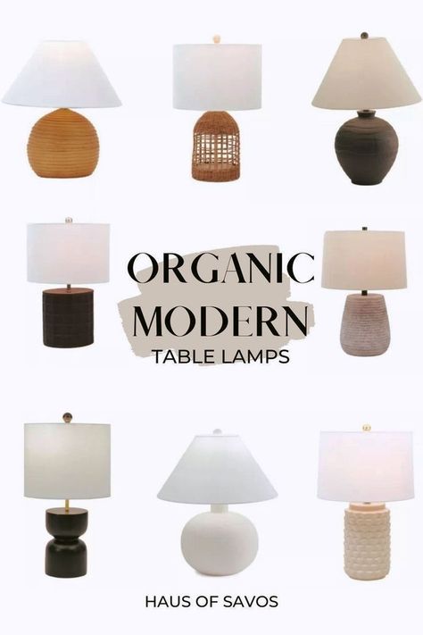 Bedside Lamps Ideas Night Stands, Bedside Lamps Ideas, Modern Bedside Table Lamps, Organic Modern Bedroom, Modern Bedroom Lighting, Dining Room Lamps, Bedside Lamp Modern, Bedroom Ambiance, Nightstand Decor