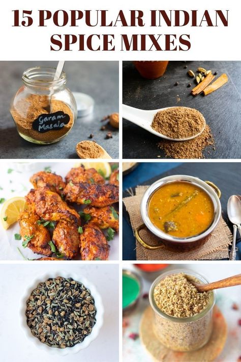 Collection of Indian Spice mixes Indian Spice Blend Recipes, Curry Seasoning Spice Mixes, Five Spice Powder Recipe, Curry Spice Mix, Indian Spice Mix, Chilli Spice, Masala Powder Recipe, Spice Blends Recipes, Asian Spices