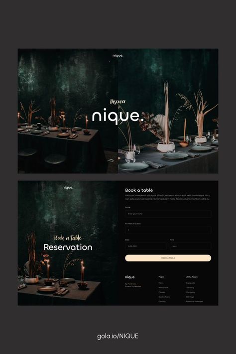 Web Design-Templates & Layouts Interactive Media Design, Restaurant Presentation Design, Elegant Presentation Design, Luxury Website Design Inspiration, Classy Website Design, Catering Website Design, Restaurant Website Design Inspiration, Dark Website Design, Catering Website