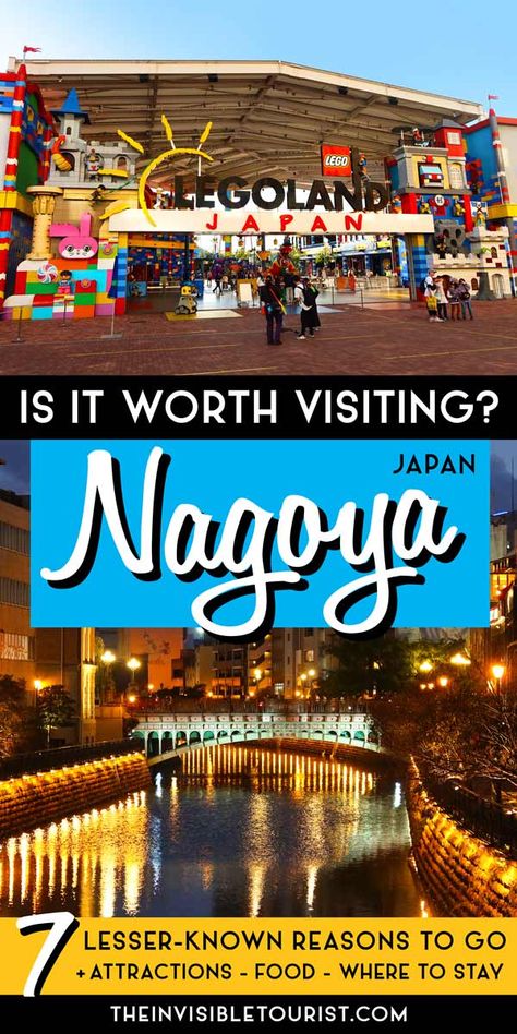 Is Nagoya worth visiting for tourists? These lesser-known Nagoya attractions are reason enough to go! Consider breaking up your Tokyo-Kyoto-Osaka journey and avoid crowds by adding Nagoya to your Japan itinerary! | The Invisible Tourist Kyoto Map, Japanese Stuff, Japan Itinerary, Nagoya Japan, Travel Captions, Japan Travel Guide, Travel Japan, Takayama, Breaking Up