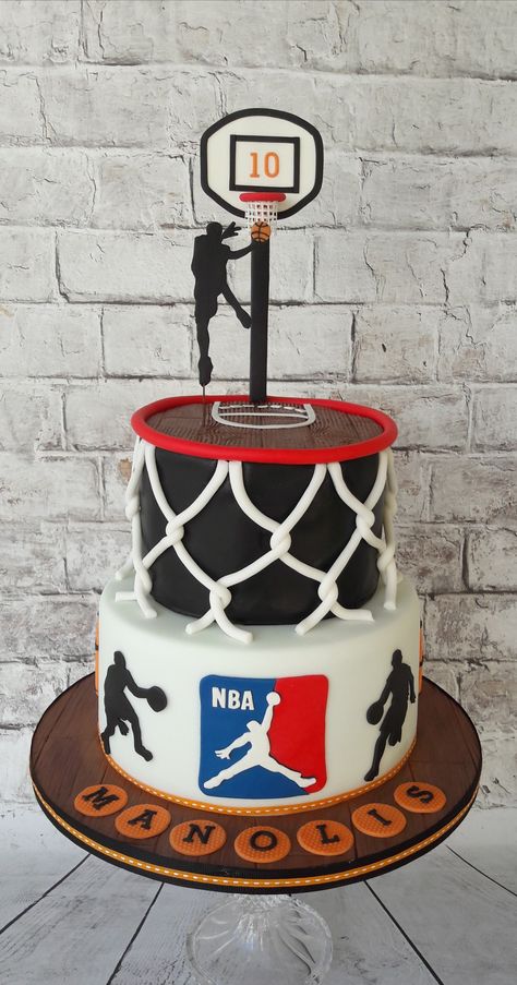 NBA basketball cake. Nba Themed Cake, Basketball Theme Cake Design, Basketball Cake For Boys Birthdays, Nba Party Ideas, Basketball Cakes For Boys, Nba Cakes Birthday, Basketball Cake For Boys, Basketball Theme Birthday Cake, Basketball Cake Ideas Boys