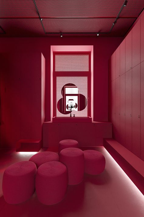 an1o on Behance Color Of 2023, Pantone Viva Magenta, Pink Cafe, Retro Interior Design, Viva Magenta, Velvet Carpet, Color Lab, Red Rooms, Kelly Wearstler