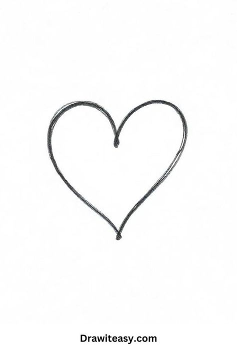 A single-line drawing of a heart shape. Person Drawing Simple, Drawing Ideas With Meaning, Simple Tattoo Ideas With Meaning, Minimalist Heart Tattoo, Tattoo Drawing Ideas, Heart Outline Tattoo, Simple Tattoo Ideas, Tattoo Ideas With Meaning, Tats Ideas