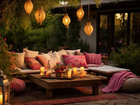 Your Backyard Oasis Awaits: 6 Design Ideas for Outdoor Living - NewsBreak Diwali Decoration Ideas, Design On A Budget, Balcony Design Ideas, Affordable Lighting, Balcony Flooring, Entry Stairs, Bungalow Homes, Cozy Backyard, Diwali Decoration