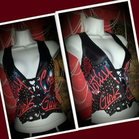 Motley crue leathe vest custom made by chaosville creations Primitive Clothing, Motley Crue Shirt, Gf Aesthetic, Rockstar Gf, Making Clothes, Glam Metal, Custom Made Clothing, Motley Crue, Mötley Crüe