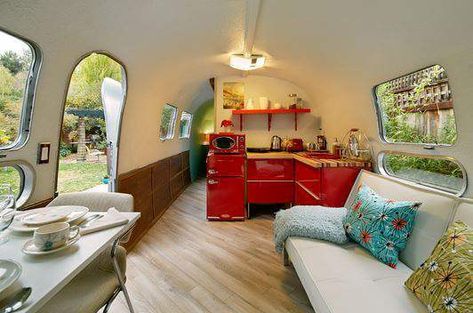 Trailers Vintage, Airstream Basecamp, Vintage Trailer Interior, Airstream Bambi, Camping Vintage, Airstream Campers, Airstream Remodel, Airstream Interior, Airstream Renovation