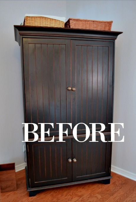 Refinish Armoire Ideas, Painted Armoire Ideas Before After, Top Of Armoire Decor, Painted Armoire Ideas, Refinished Armoire, Black Armoire, Armoire Ideas, Milk Paint Furniture, Clothes Drawer Organization