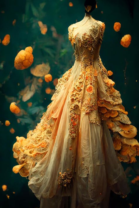 Mushroom Formal Fantasy Dress Mushroom Gown, Mushrooms Outfit, Nature Inspired Dress, Nature Dress, Fantasy Dresses, Fantasy Gowns, Fairytale Dress, Fantasy Dress, Fairy Dress