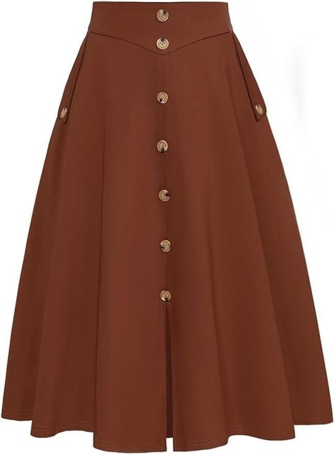 Skirt dresses ideas A-line Skirt, Bridesmaid Dresses Ideas, Midi Skirt Vintage, A Line Midi Skirt, Ankara Skirt, Church Dress, High Waisted Pleated Skirt, Skirt With Buttons, Outfit Mujer