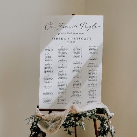 Delicate Our Favorite People Wedding Seating Chart Summer Craft - elegant wedding table plan, modern freestanding seating plan, simple seating arrangement, romantic seating chart sign, black white table plan board, whimsical alphabetical seating chart, classic chic script typography k200, classy minimal fall winter contemporary, neutral clean spring summer calligraphy, minimalist our favorite people Seating Plan Sign, Summer Calligraphy, Alphabetical Seating Chart, Find Your Seat Sign, Romantic Minimalist, Seating Chart Sign, Wedding Seating Plan, Wedding Seating Chart Template, Black Typography