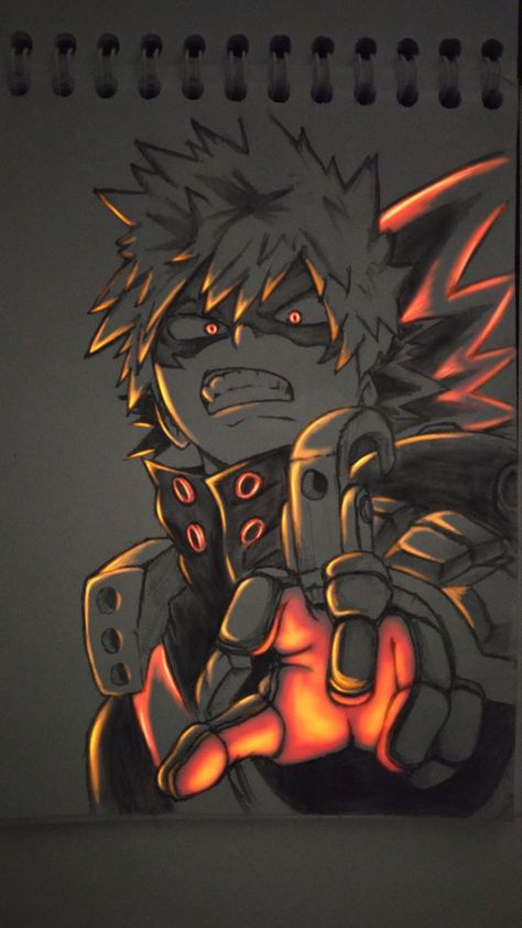 Glow Art, Bakugou Manga, Glowing Art, Katsuki Bakugo, Art Tools Drawing, Shadow Art, Sports Graphic Design, Anime Shadow, Dessin Adorable